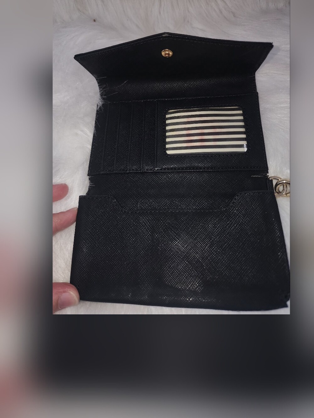 Kate Spade Trifold Wallet Wristlet Black Saffiano Leather Phone Holder - Picture 5 of 6